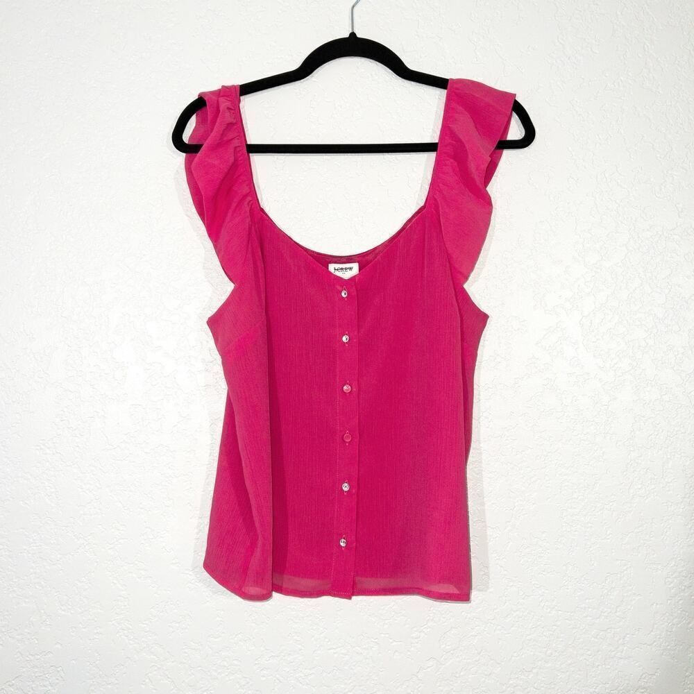 NWT J.‎ Crew Pink Button Up Ruffle Sleeve Tank Top Size 10